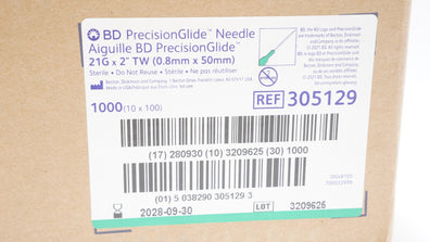 BD 305129 PrecisionGlide Ndle 21G x 2inch - Case of 1000